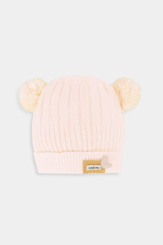 Peach Wool Super Stretchable Cap for Babies