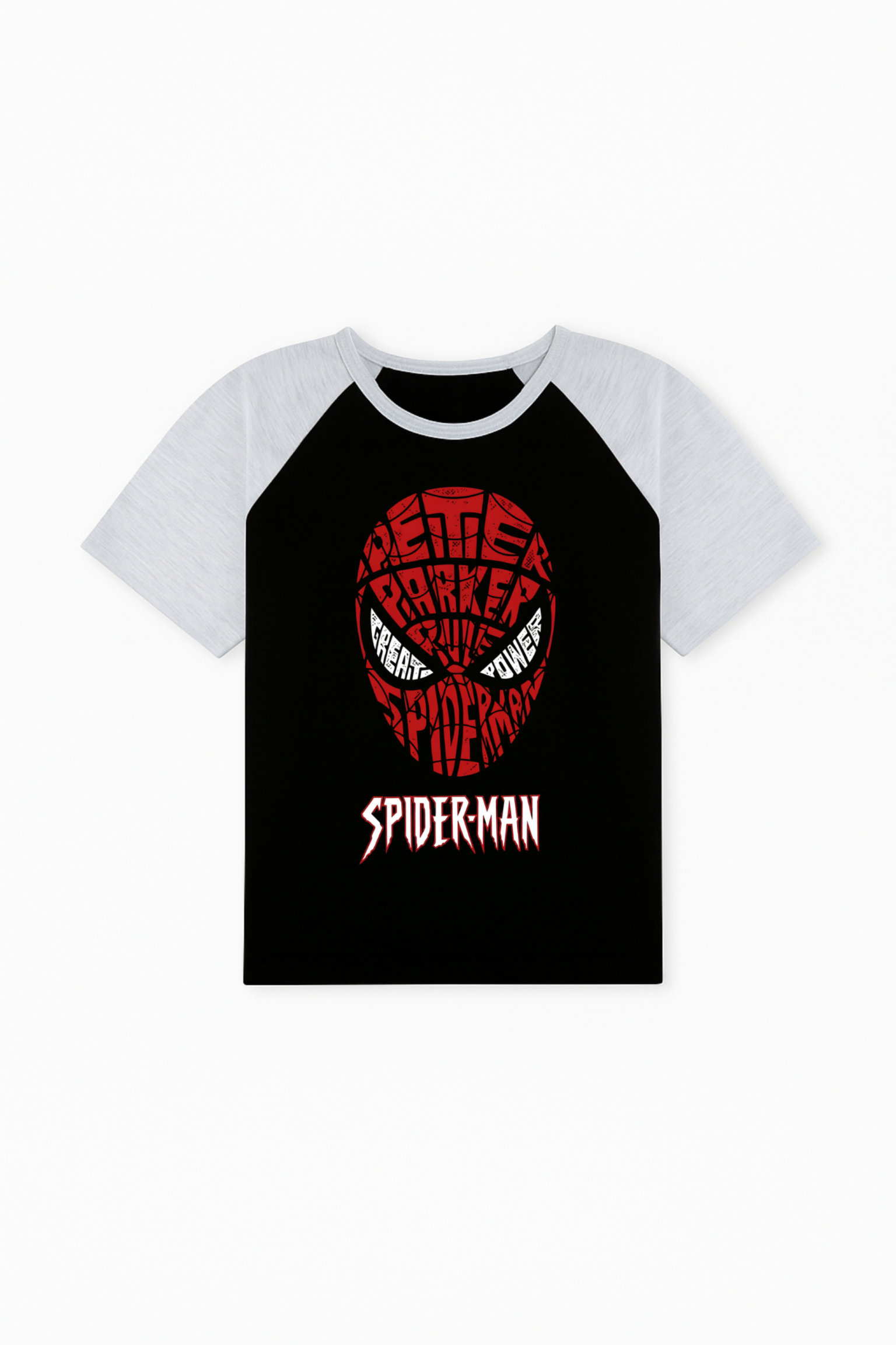 Spider-Man Peter Parker Word Art Tee - Black and Grey
