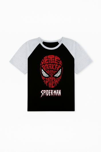 Spider-Man Peter Parker Word Art Tee - Black and Grey