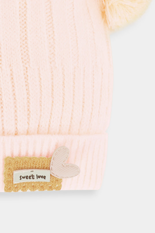 Peach Wool Super Stretchable Cap for Babies