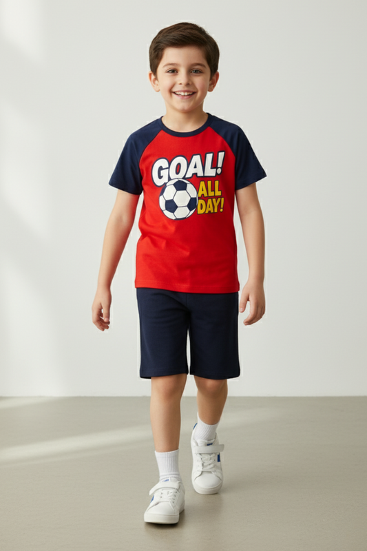 Goal All Day Tee & Navy Shorts Set