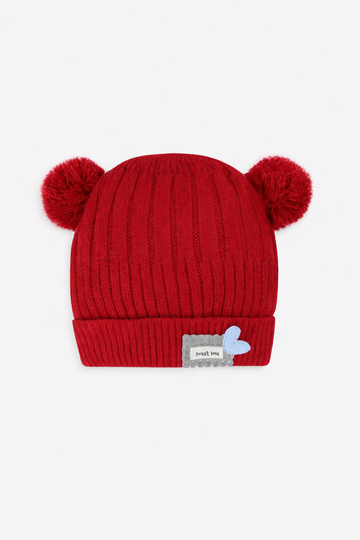 Red Super Stretchable Wool Cap for Babies