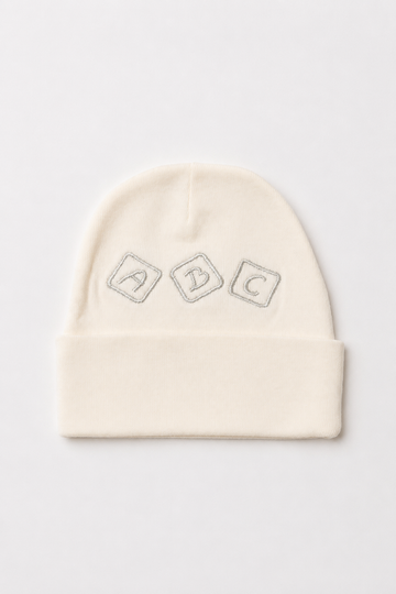 "ABC Blocks" Baby Summer Cotton Cap – Cream & Off-White