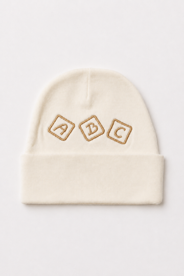 "ABC Blocks" Baby Summer Cotton Cap – Cream & Gold