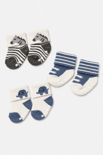 Safari & Stripes Baby Summer Socks – Pack of 3