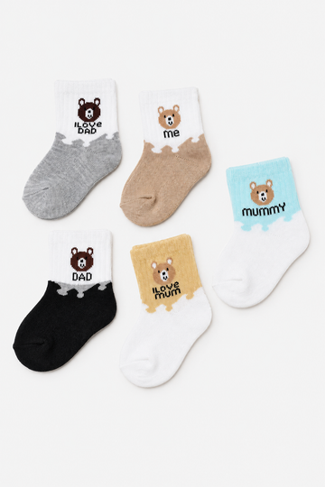 Cute Bear Family Baby Summer Socks – Pack of 5