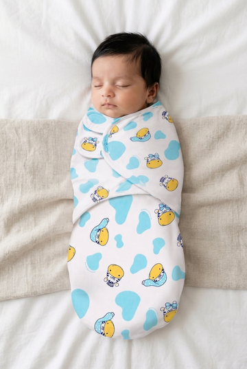 Sky Blue Safari Friends Easy Swaddle Wrap