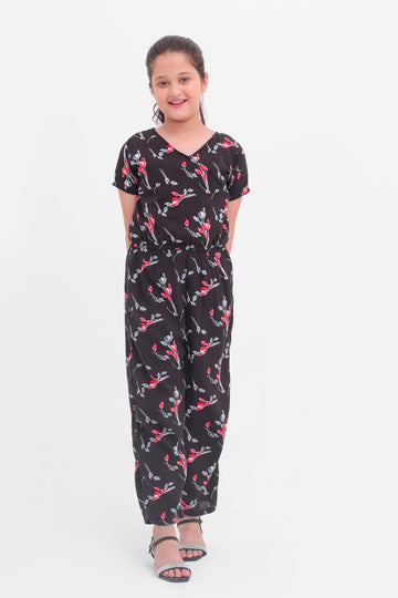 Midnight Bloom Printed Jumpsuit
