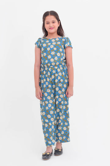 Azure Daisy Printed Jumpsuit