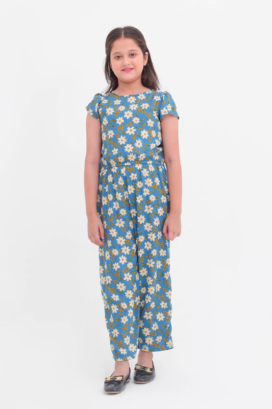 Azure Daisy Printed Jumpsuit